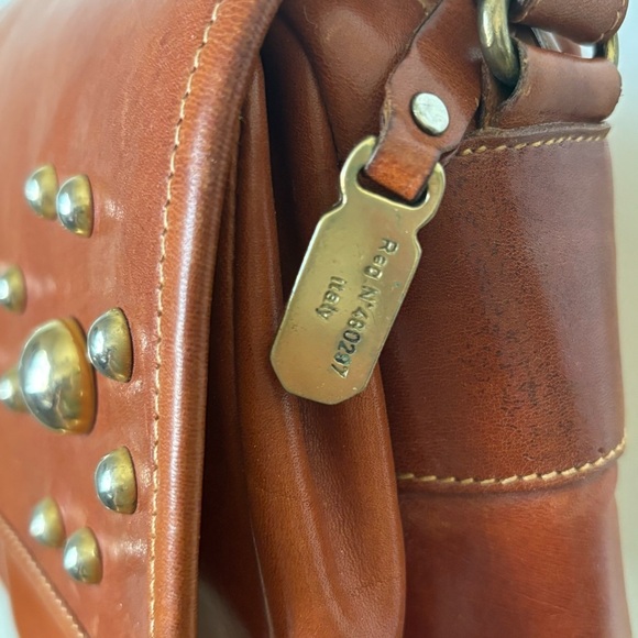 Furla Made In Italy Vintage Crossbody Handbag Purse Brown with Studded Flowers - Picture 5 of 16